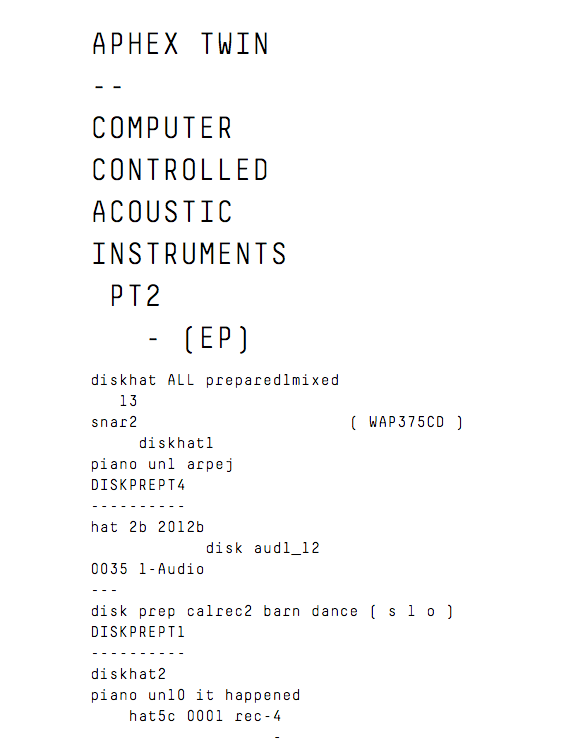 lettergreep ik heb honger Rondsel FLOOD - Aphex Twin Announces New EP, “Computer Controlled Acoustic  Instruments Pt2”
