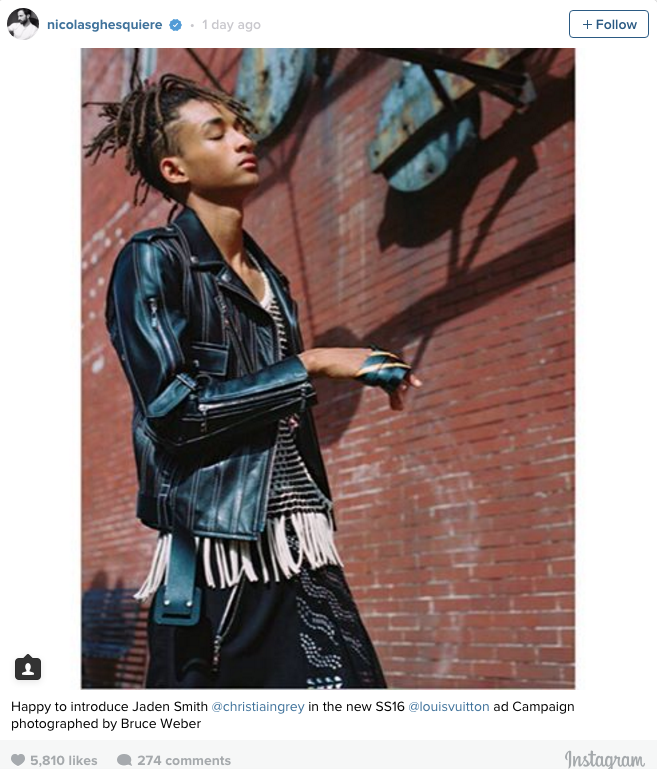 Pictures of Will Smith's Son Jaden Smith Wearing Skirt in Louis Vuitton's  Spring '16 Ads